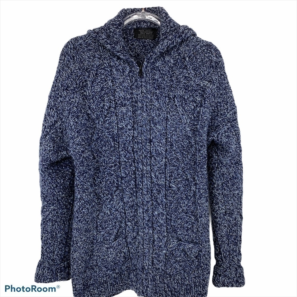 Otavalo Native American Wool ZipUp Hooded Cardigan